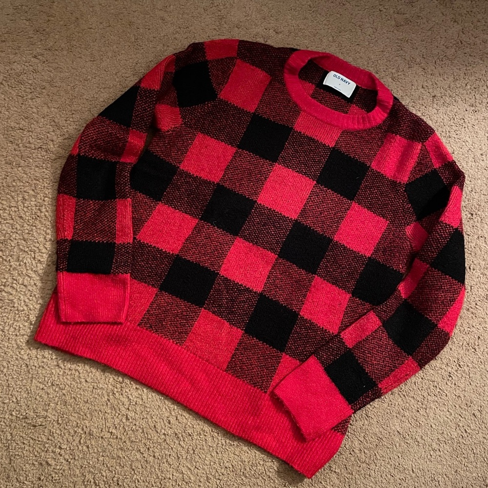 Red and Black Checkered Holiday Sweater